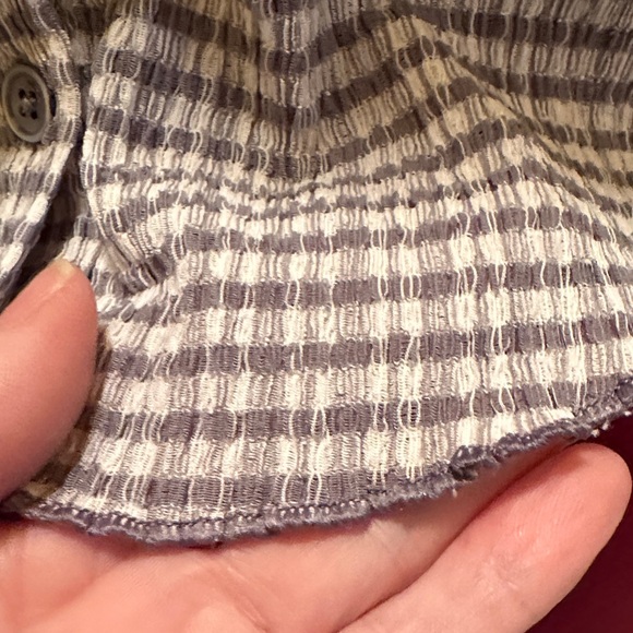 Wilfred Cropped Check Button Front Short Sleeve Shirt Top XS Gray Plaid NWT - Picture 4 of 14